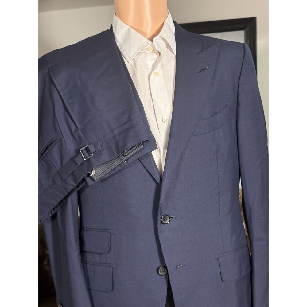 Tom Ford Navy Blue Peak Lapel 2pc Suit 50R 40R US 34x30 Trousers Wool O'Connor